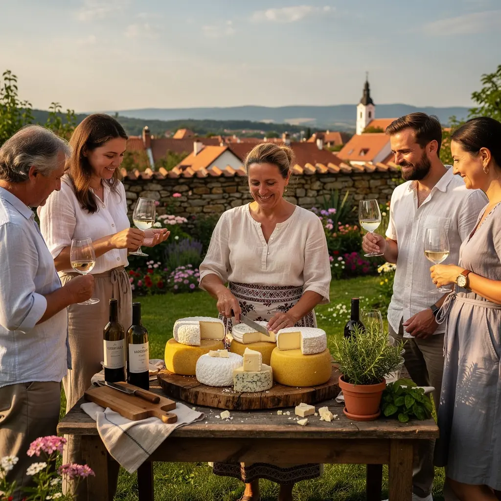 A bustling scene of locals and tourists enjoying a food festival in the heart of Slovakia.